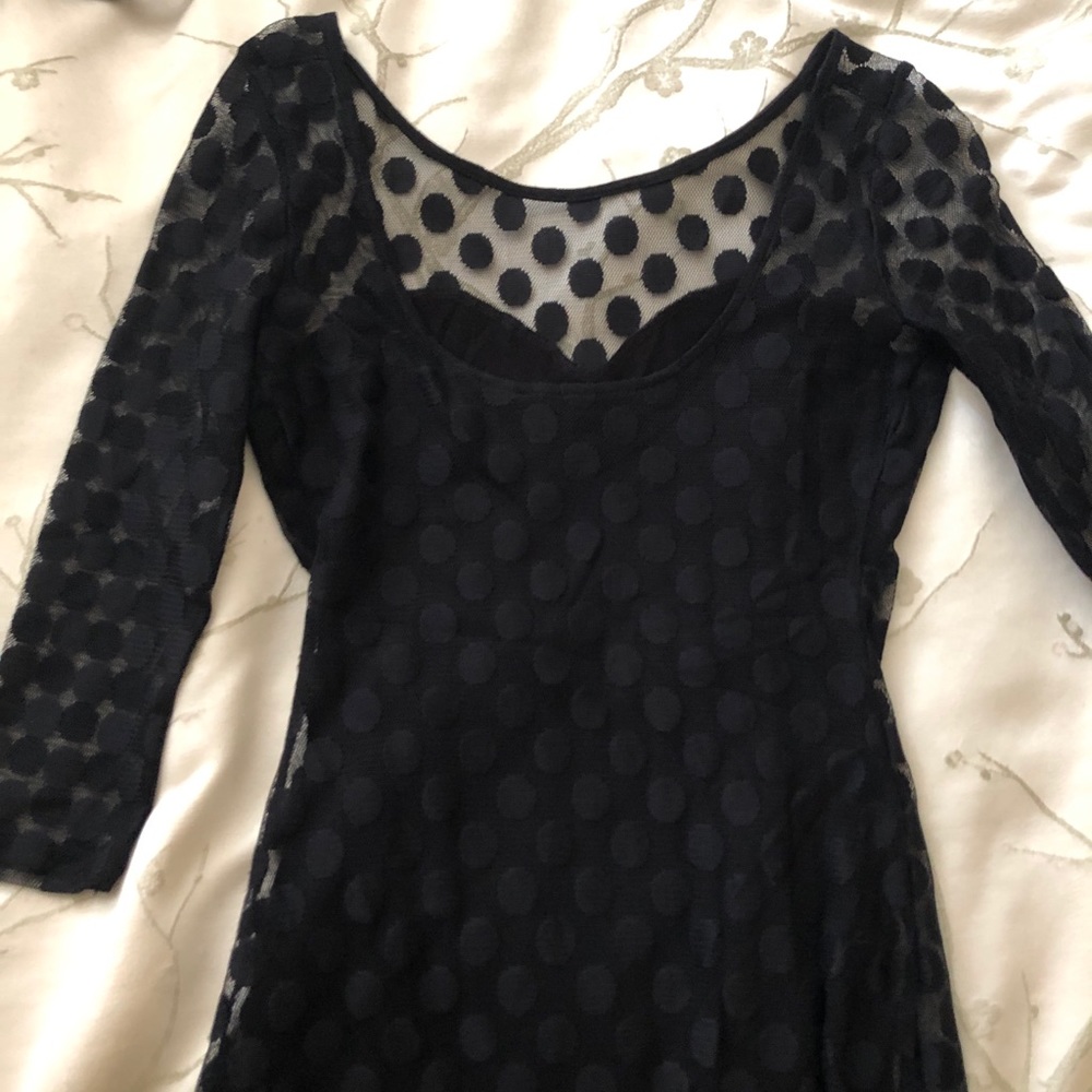 Polka Dot Lace Mesh Blouse